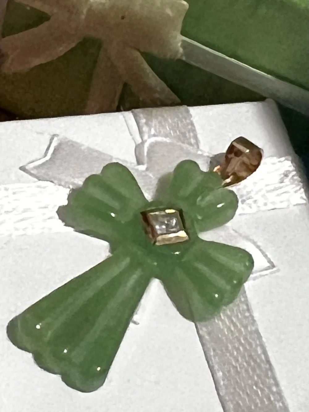 14k Gold Jade Cross Pendant